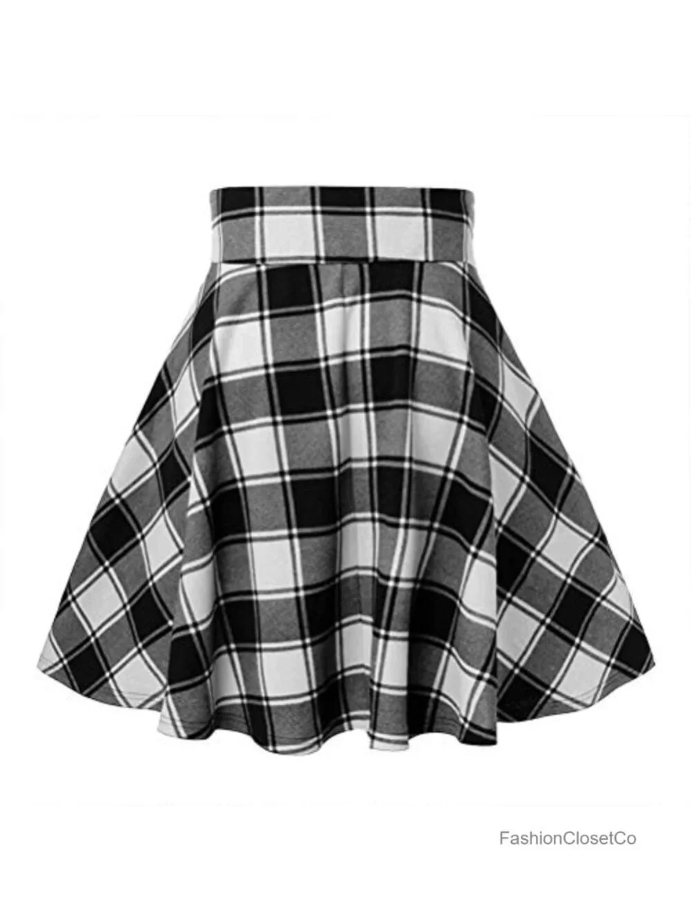 Women's High Waist Plaid Mini Skirt Pleated A-Line Cotton Tie Front